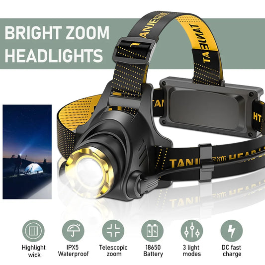 Led Headlamp USB Rechargeable Powerful Batteries Headlight