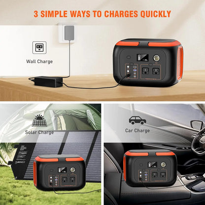 600W/300W/200W/120W Portable Power Station,110V AC Outlets Solar Generator