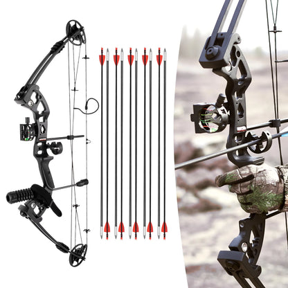 Right Handed Compound Bow Kit Adults and Teens with 12 Arrows 30-60lbs Adjustable