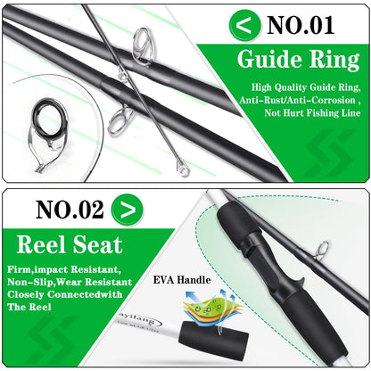 Fishing Rod Reel Combo 1.8m 4-Sections Carbon Fiber Rod and 7.2:1 Speed Gear Ratio Max Drag 8kg for Bass Pike Pesca