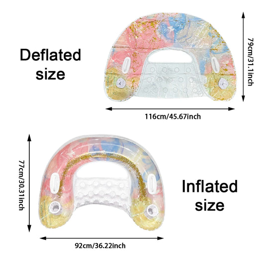 Inflatable U-shaped sequin float PVC material portable vacation lounge chair, suitable for swimming pool and beach entertainment