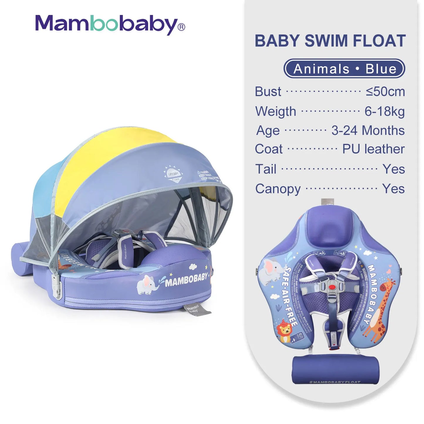 Non-Inflatable Baby Float with Canopy