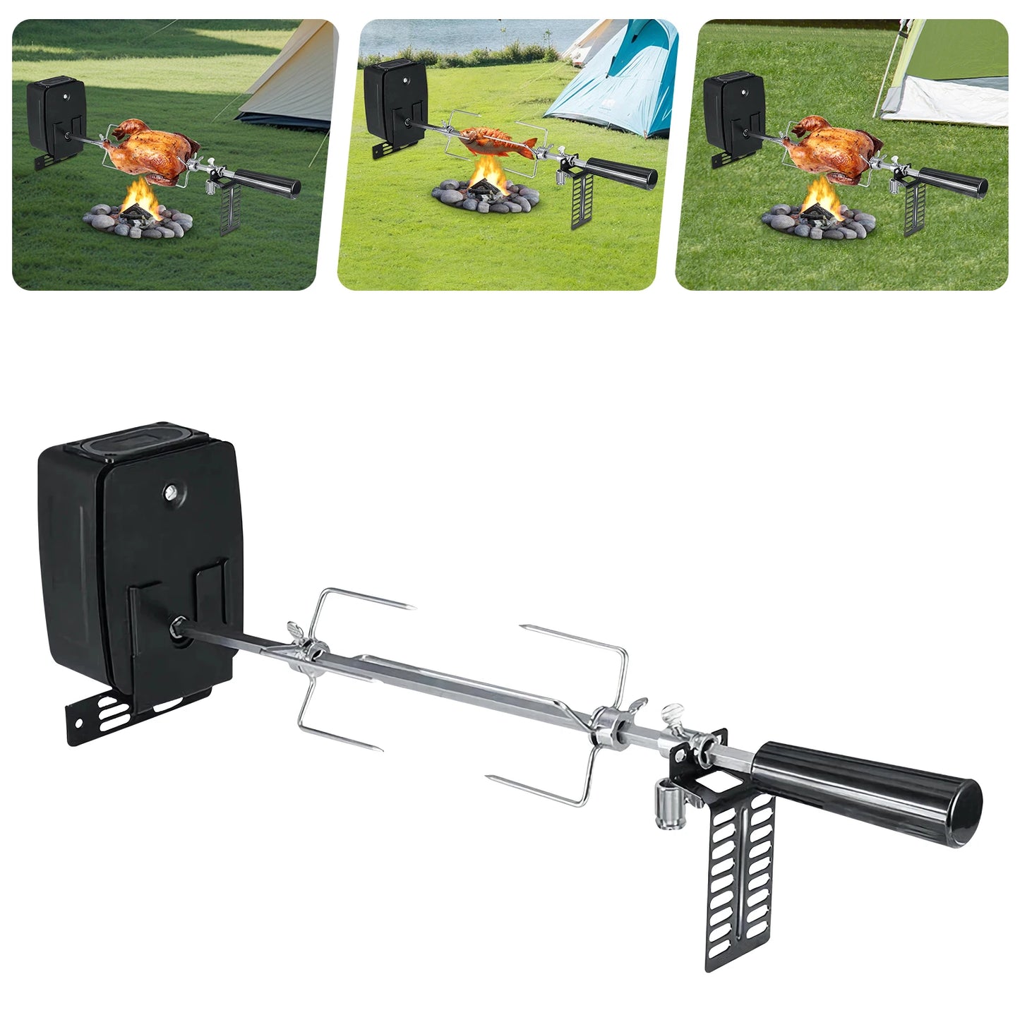 Electric Rotating BBQ Grill Rack for Home, 304 Stainless Steel 360° 7kg Capacity Oven Mount