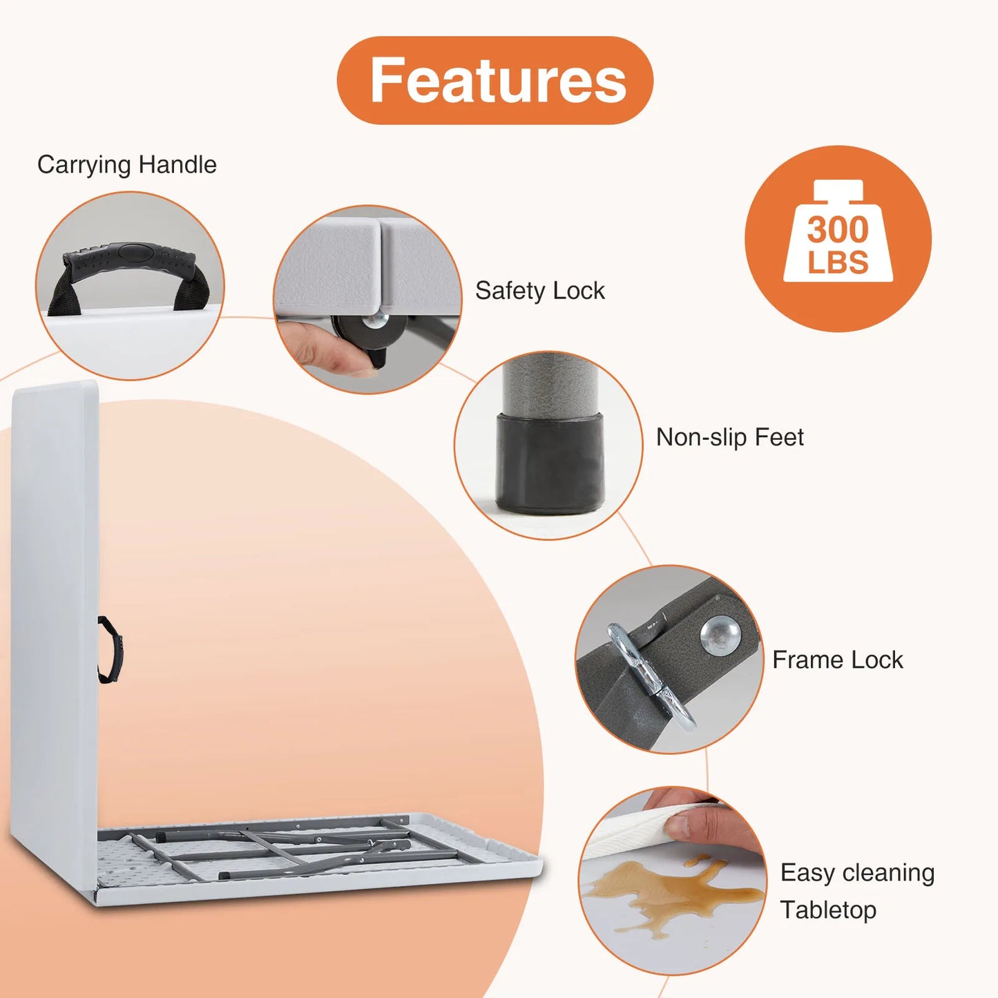 JHK Portable Folding Outdoor Indoor Table