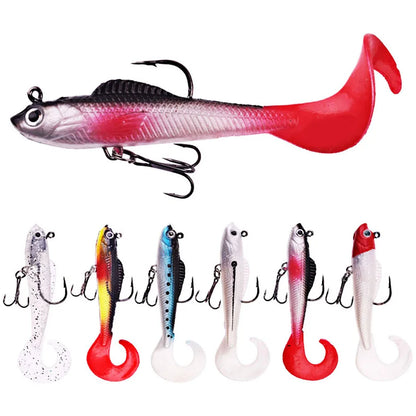 6PCS Wobblers Artificial Baits Fishing Tackle Soft Silicone Bait