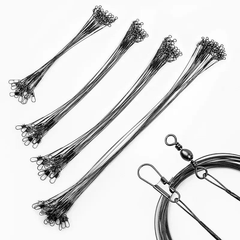 20PC  15/20/25/30cm Steel Wire Leader With Swivel