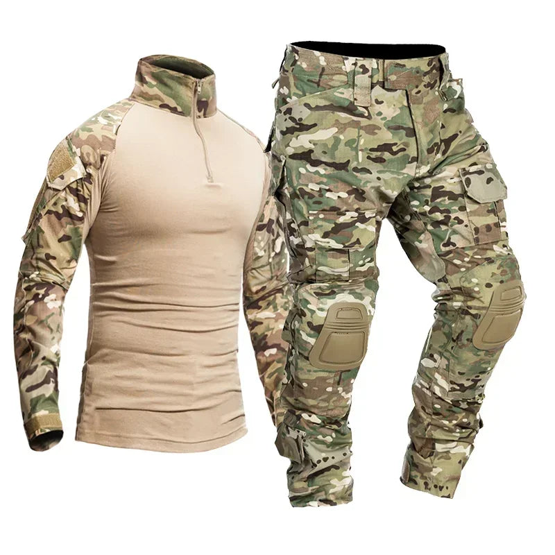 Camo Tactical Uniform Ripstop Suit Multi Pocket Suits Hunting Pants/ Shirts Clothes Sets