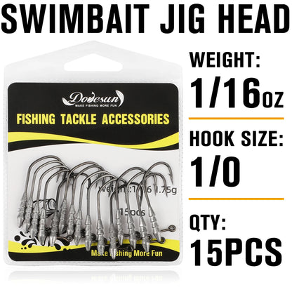 15PCS Hover Rig Jig head Swimbait Heads 1/16OZ 1/8OZ