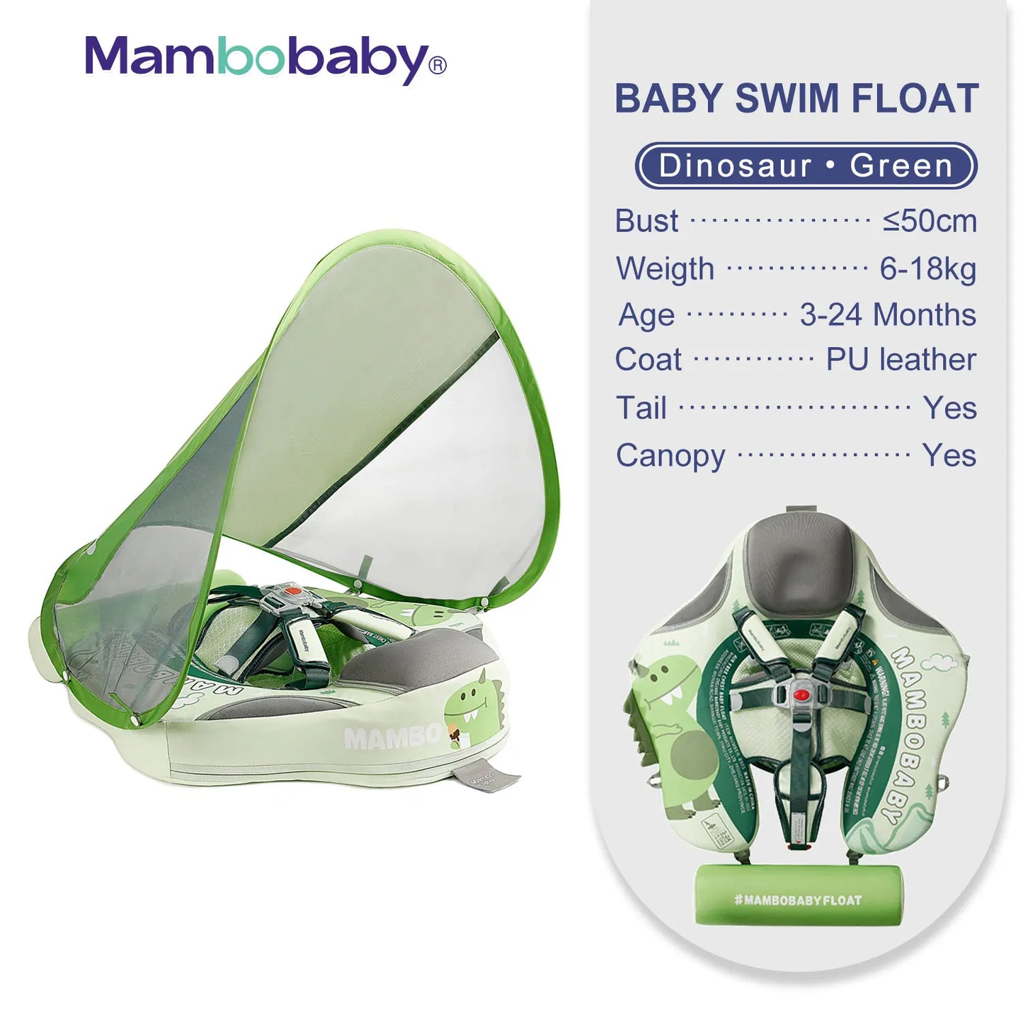 Non-Inflatable Baby Float with Canopy