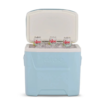 28QT Powder Blue Soft Top Cooler with Wheels,