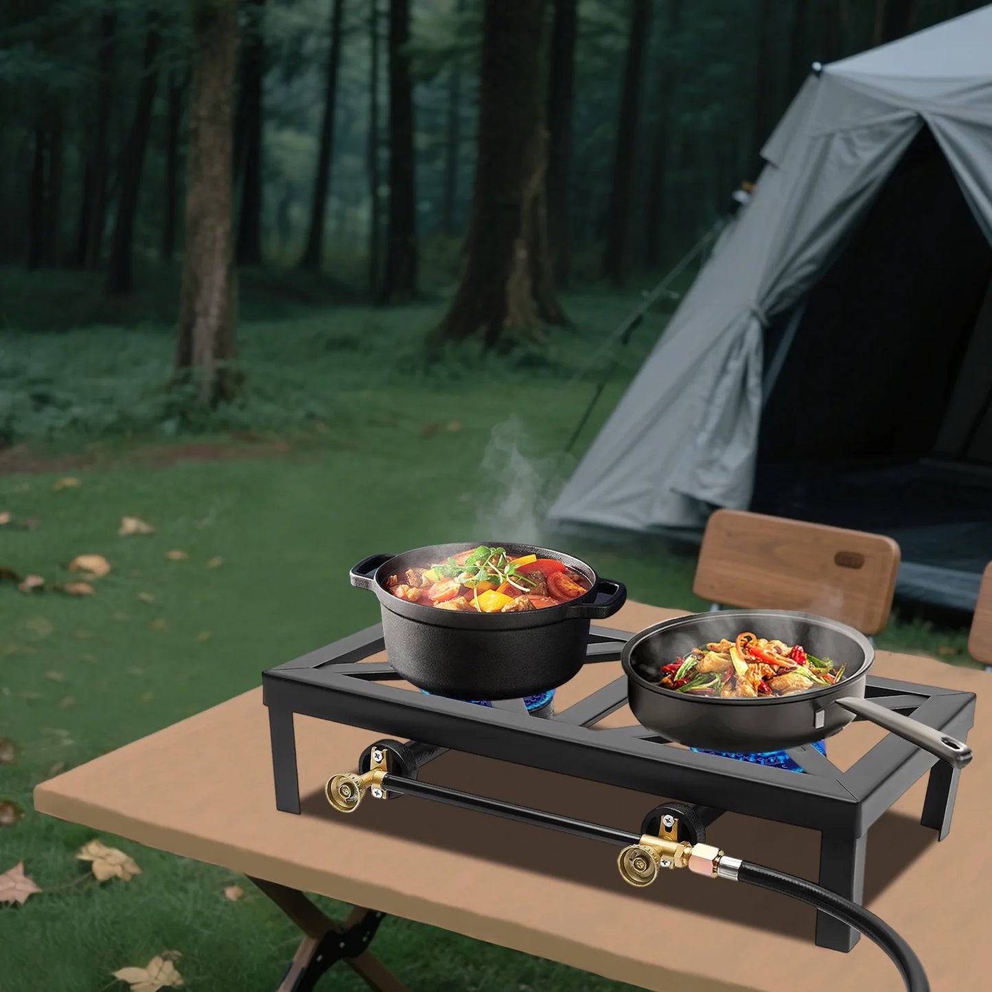 Portable Double Burner Gas Stove