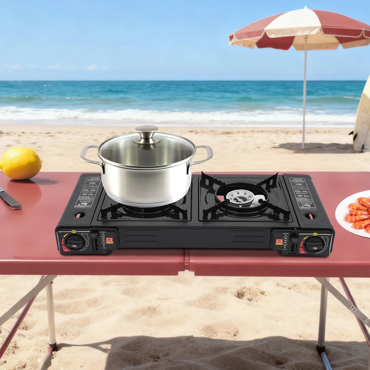 2 Burners Portable Butane Camping Stove