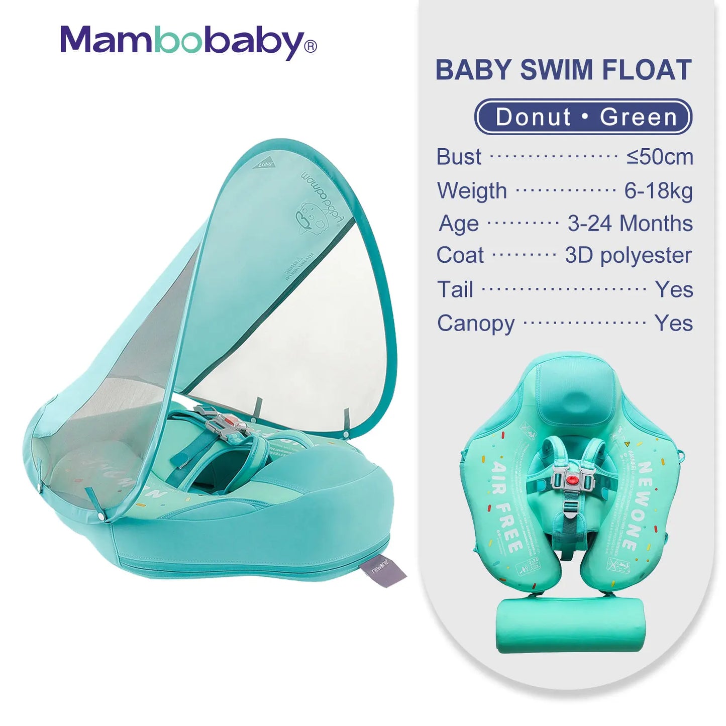 Non-Inflatable Baby Float with Canopy