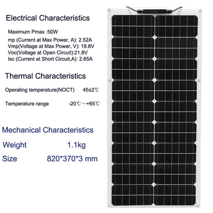 12V 50W Flexible Solar Panel 19.8V 100W Photovoltaic solar panels