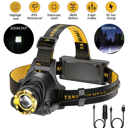 Led Headlamp USB Rechargeable Powerful Batteries Headlight