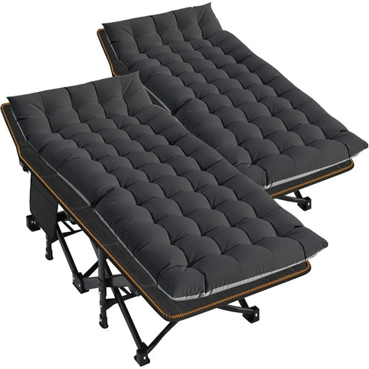 Oversized XXL Folding Camping Cot with Mattress 2 Pack
