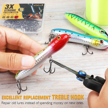 Treble Hooks 3X Strong Fishing Hooks50PCS Size #8#6#4#2