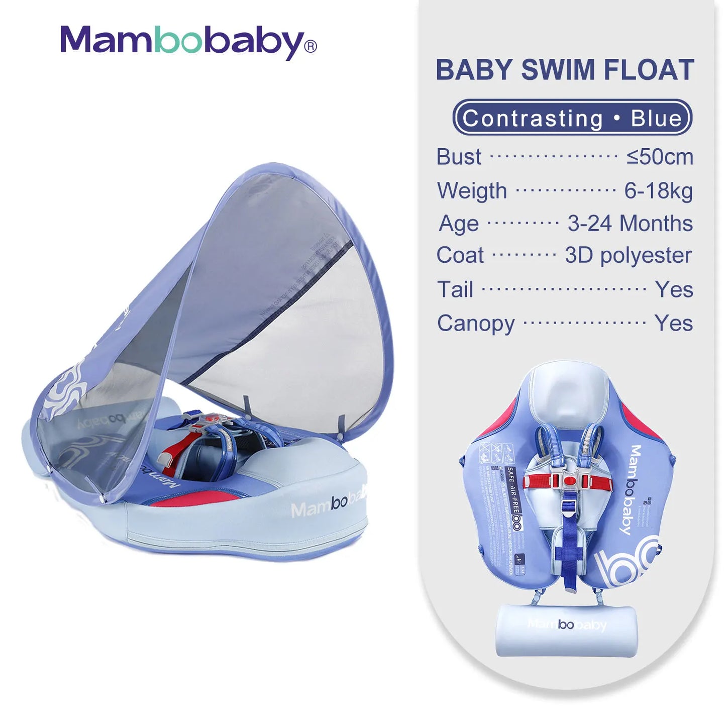 Non-Inflatable Baby Float with Canopy