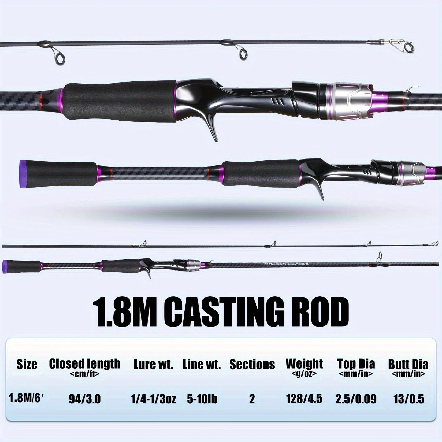Telescopic Fishing Rod Carbon Fiber, for Freshwater & Saltwater