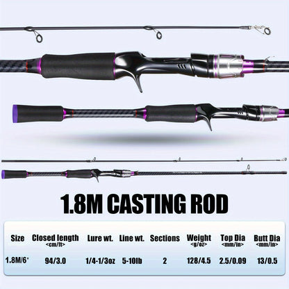 Telescopic Fishing Rod Carbon Fiber, for Freshwater & Saltwater