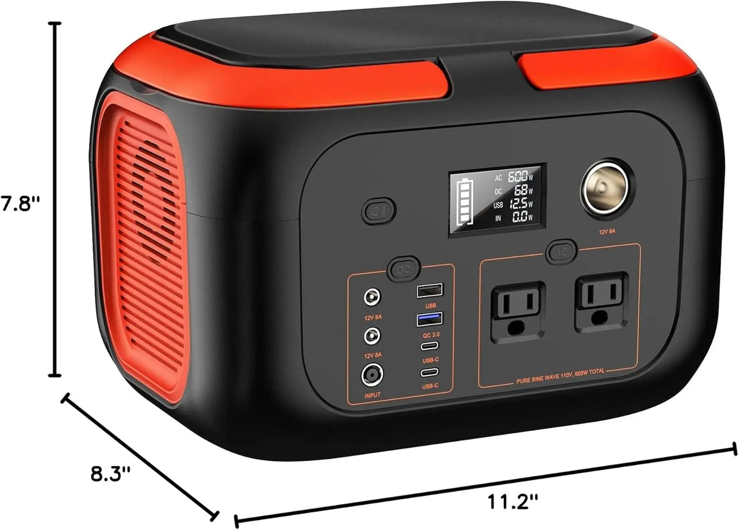 600W/300W/200W/120W Portable Power Station,110V AC Outlets Solar Generator