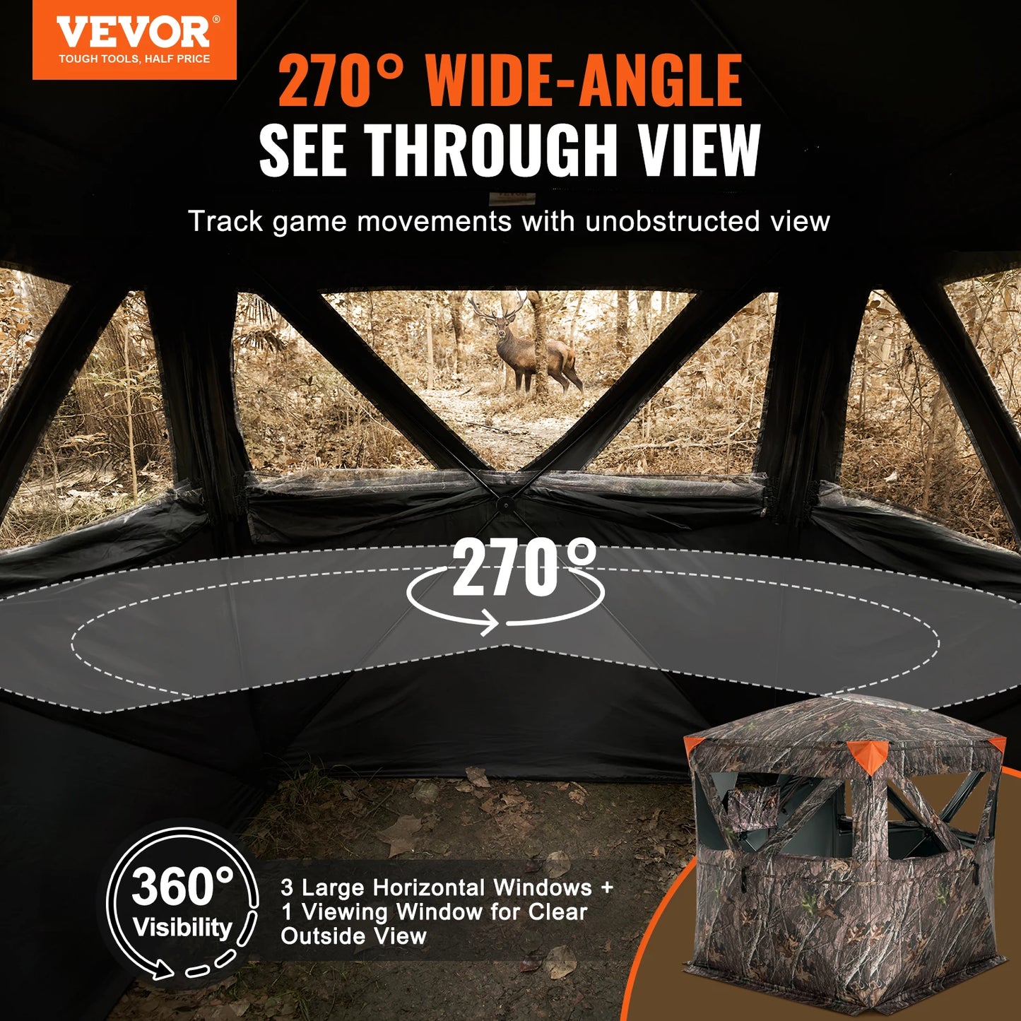 Hunting Blind 270° See Through Ground Blind 2-3 Person