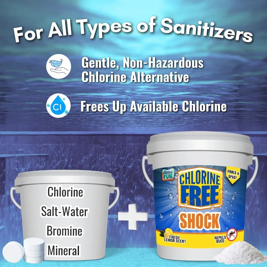 Fast acting and quick dissolving chlorine free pool shock for pools and spas