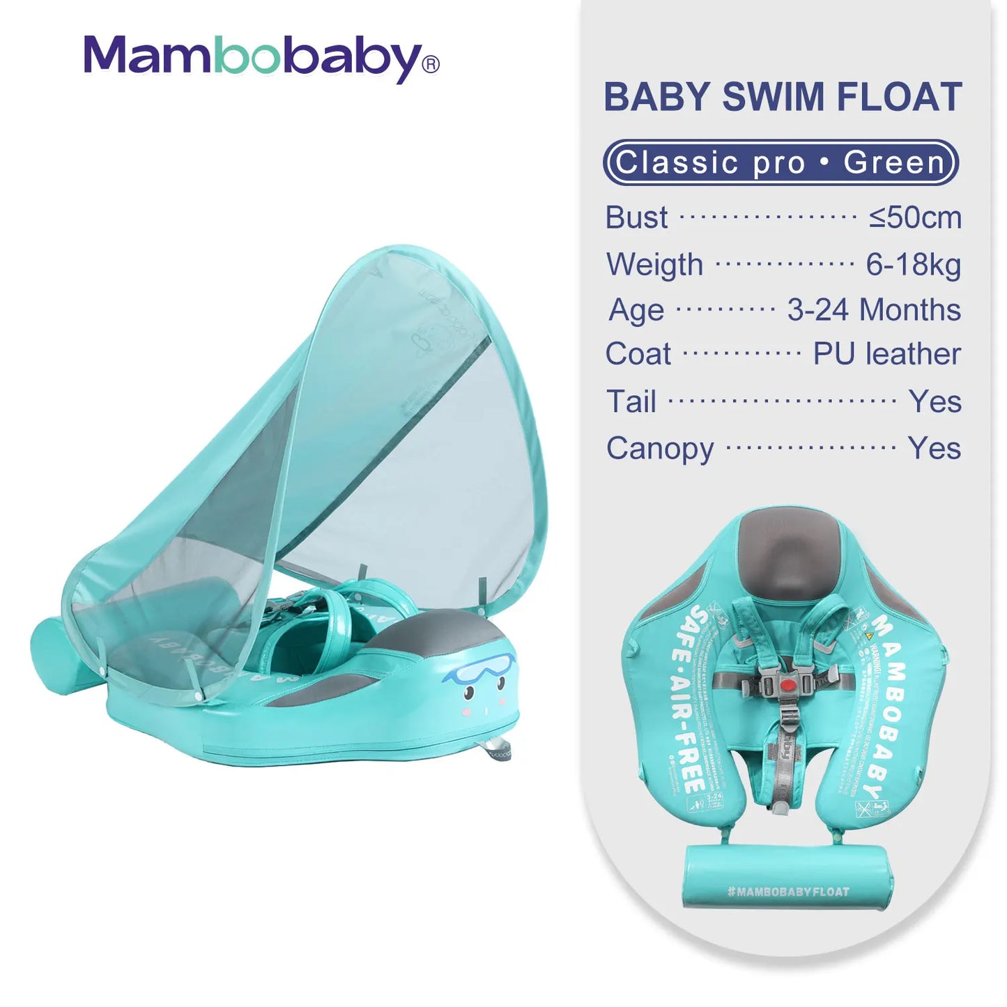 Non-Inflatable Baby Float with Canopy