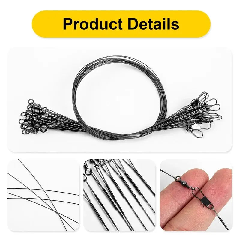 20PC  15/20/25/30cm Steel Wire Leader With Swivel