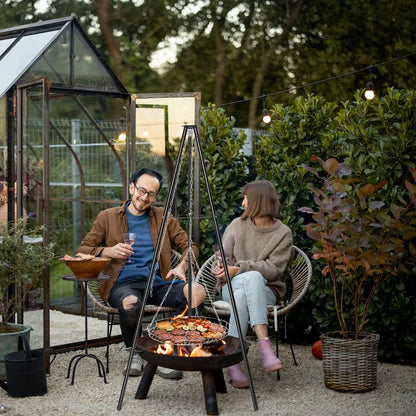 Firepit Cooking Rack Black Outdoor Camping