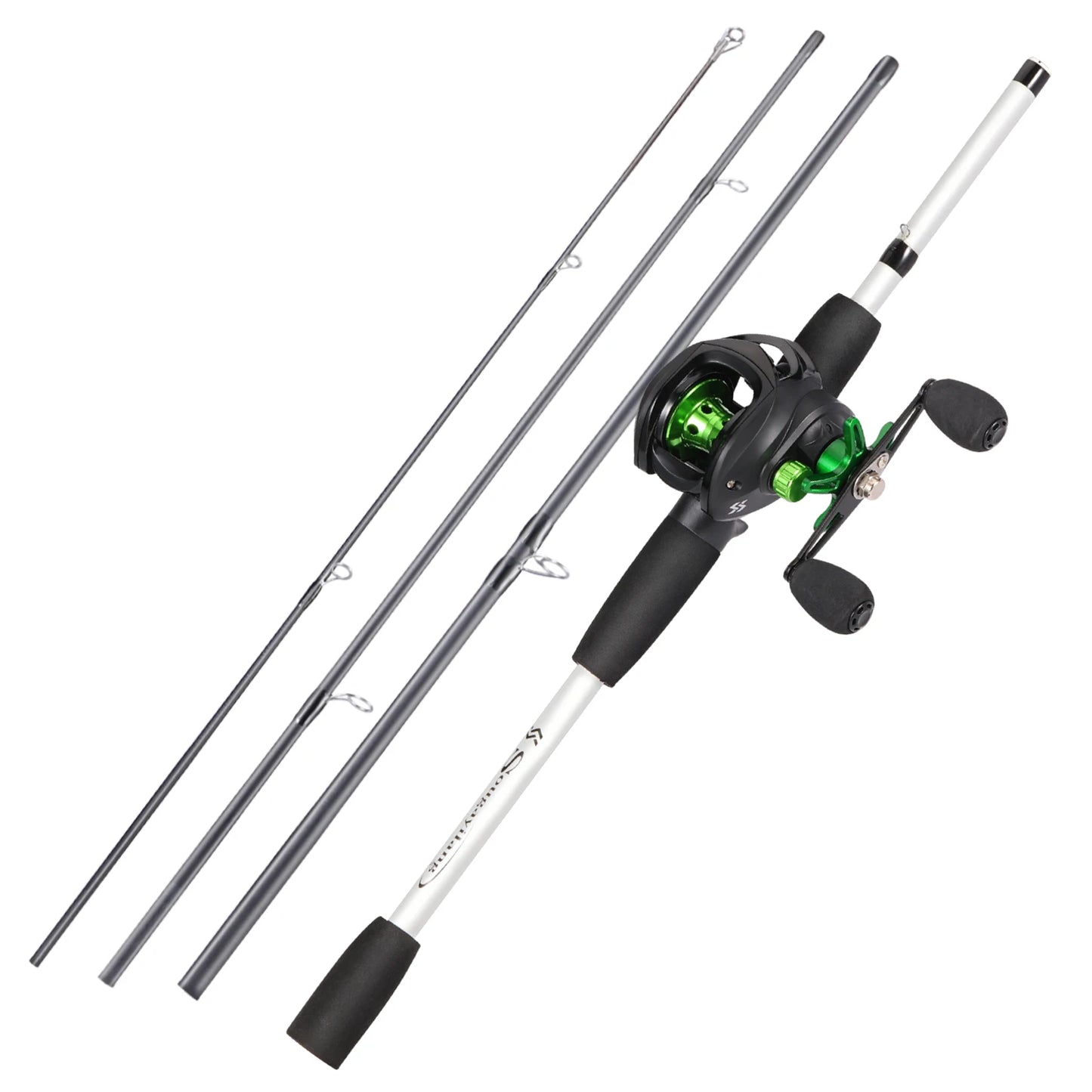 Fishing Rod Reel Combo 1.8m 4-Sections Carbon Fiber Rod and 7.2:1 Speed Gear Ratio Max Drag 8kg for Bass Pike Pesca