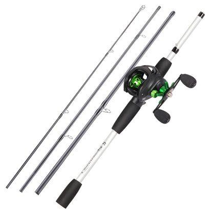 Fishing Rod Reel Combo 1.8m 4-Sections Carbon Fiber Rod and 7.2:1 Speed Gear Ratio Max Drag 8kg for Bass Pike Pesca
