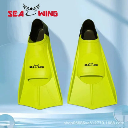 Swimming training with fins wrapped around the feet design