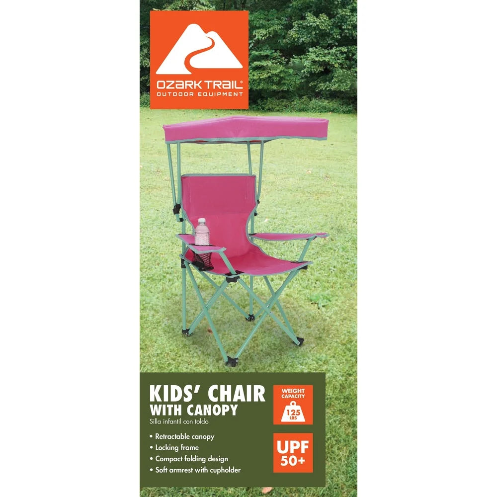 Kids Canopy Camp Chair 125lb Capacity