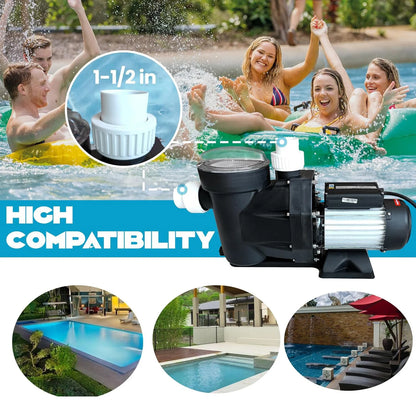 Swimming Pool Pump 3HP 110V 9000 GPH Single Speed with Strainer Filter Basket