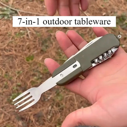7-in-1 Multifunctional Outdoor Utensils Stainless Steel