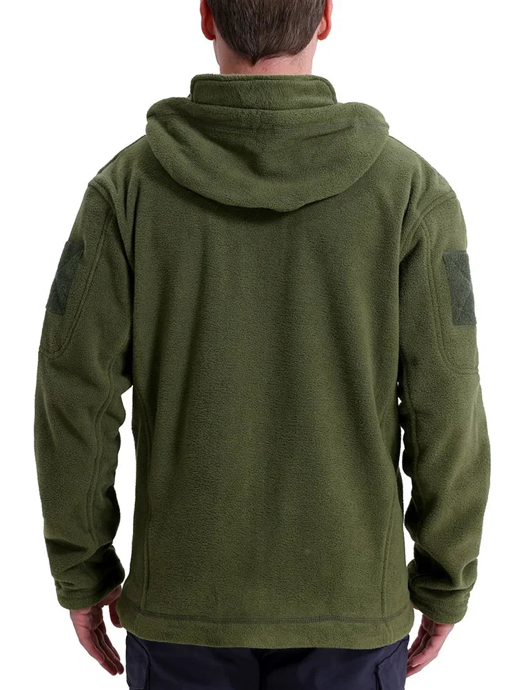 Men's Outdoor Fleece Tactical Jacket Winter Warm Full Zip Military Hoodies Multi-Pockets