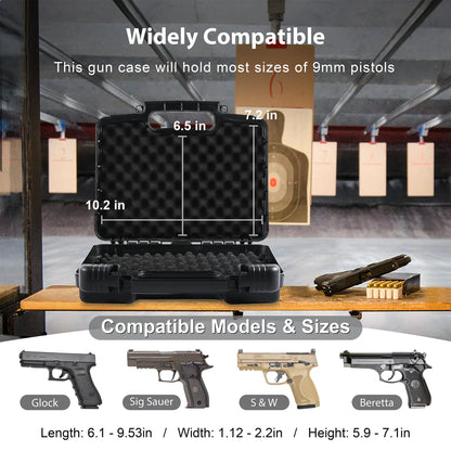 9mm Gun Case TSA Approved Firearm Travel Case with 1 TSA Lock