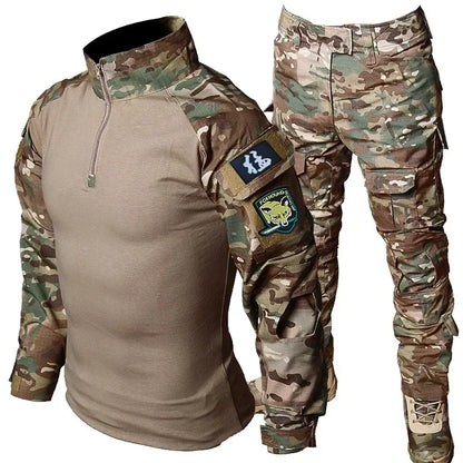 Camo Tactical Uniform Ripstop Suit Multi Pocket Suits Hunting Pants/ Shirts Clothes Sets