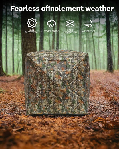 Pop Up Ground Blinds for 4-6 People 116" 58" 66" with Windows and Silent Magnetic Door Lightweight Blinds