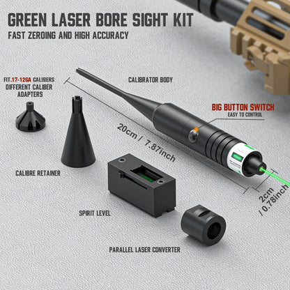 Universal Laser Boresighter Kit: Green Laser, 32 Adapters,