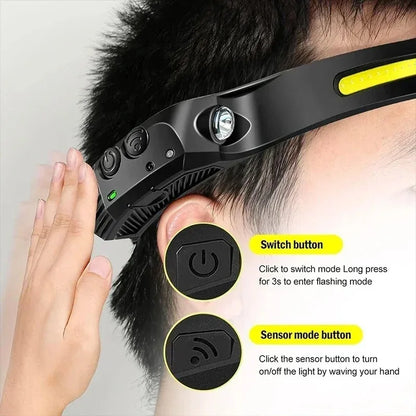 4-Pack LED Sensor Headlamp USB Rechargeable Built-in Battery Waterproof Head Torch for Camping Fishing Hiking