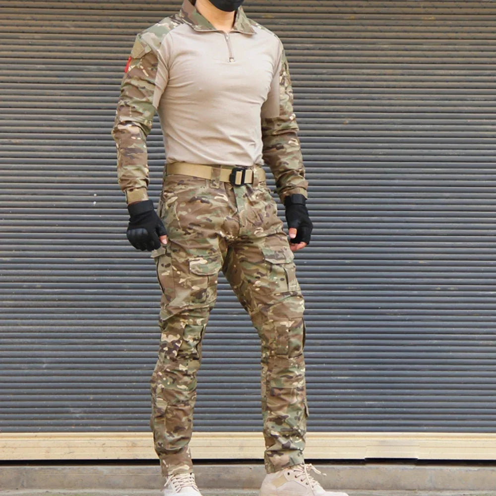 Camo Tactical Uniform Ripstop Suit Multi Pocket Suits Hunting Pants/ Shirts Clothes Sets