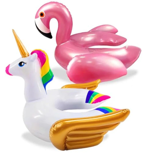2 Pack Unicorn, Flamingo Inflatable Swim Tubes in Pastel Colors for Ages 3-8