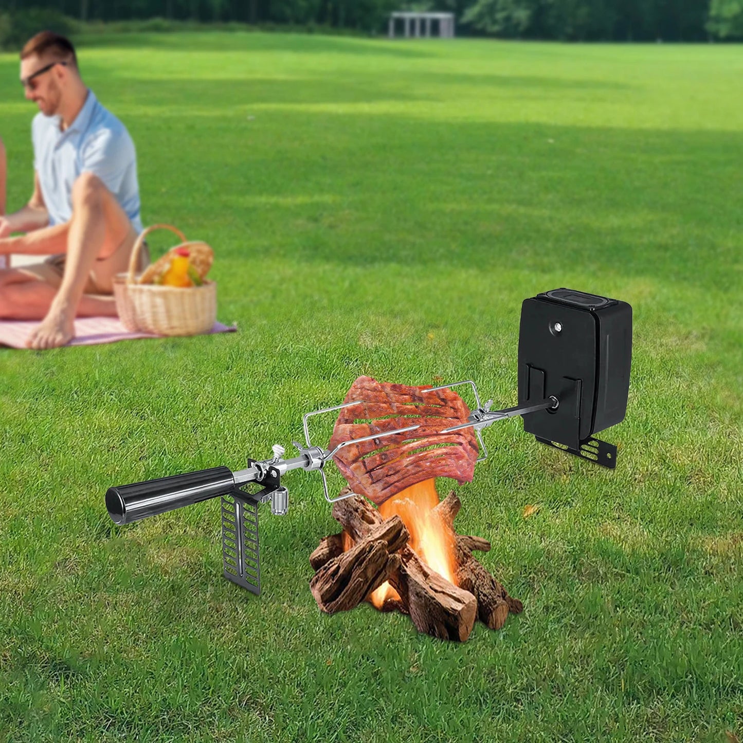 Electric Rotating BBQ Grill Rack for Home, 304 Stainless Steel 360° 7kg Capacity Oven Mount