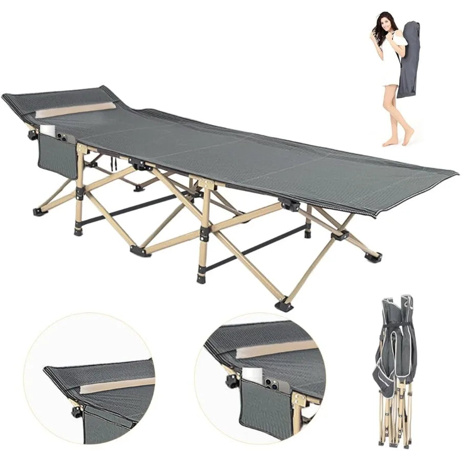 Foldable Camping Cot for Sleeping with Reinforced Aluminum