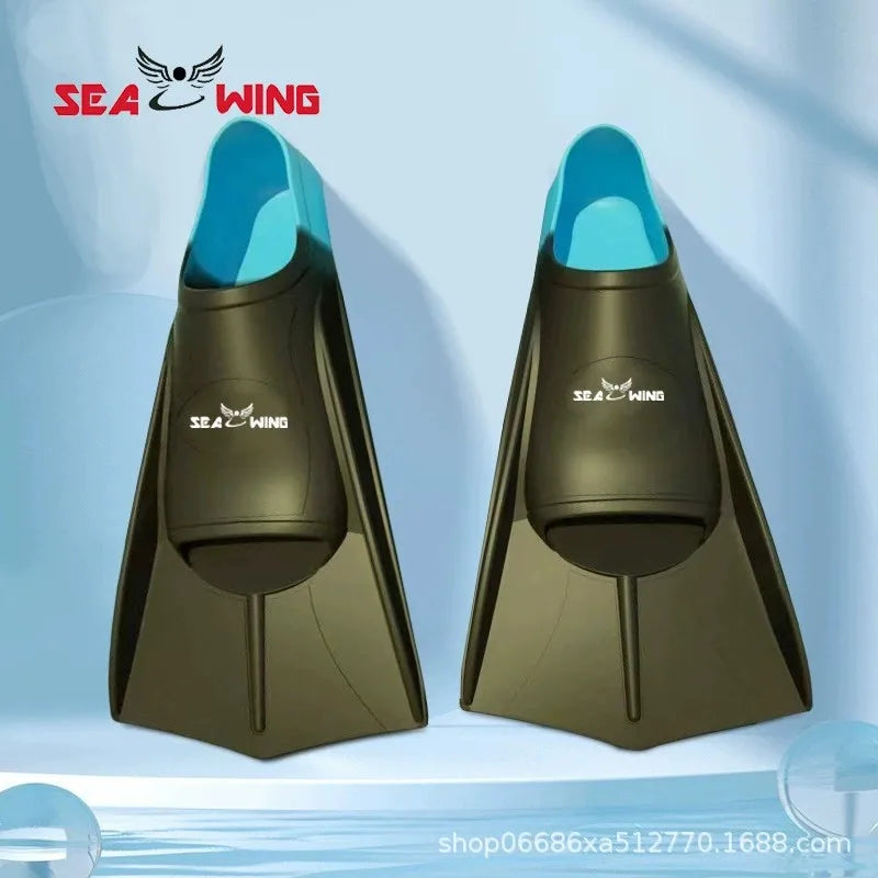 Swimming training with fins wrapped around the feet design