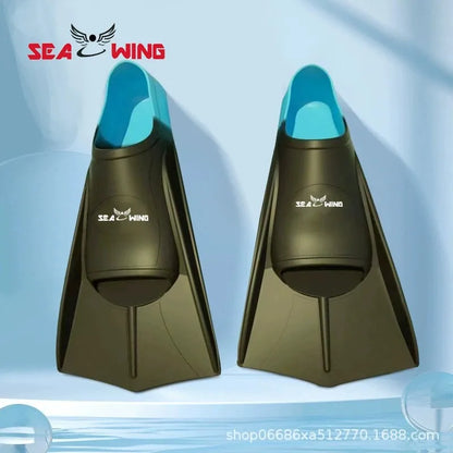 Swimming training with fins wrapped around the feet design