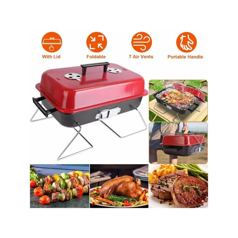 Portable Charcoal Grill Tabletop Grill with Lid