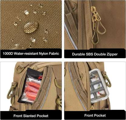 Fishing Tackle Backpack with Rod & Gear Holder,